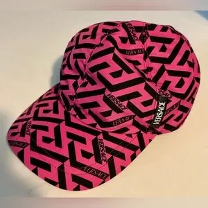 Versace Greca Logo Baseball Cap Color: FUCHSIA BLACK Size: 57 NWT Versace La Greca Greek Key Fuchsia Pink Black Print Logo  main image 3